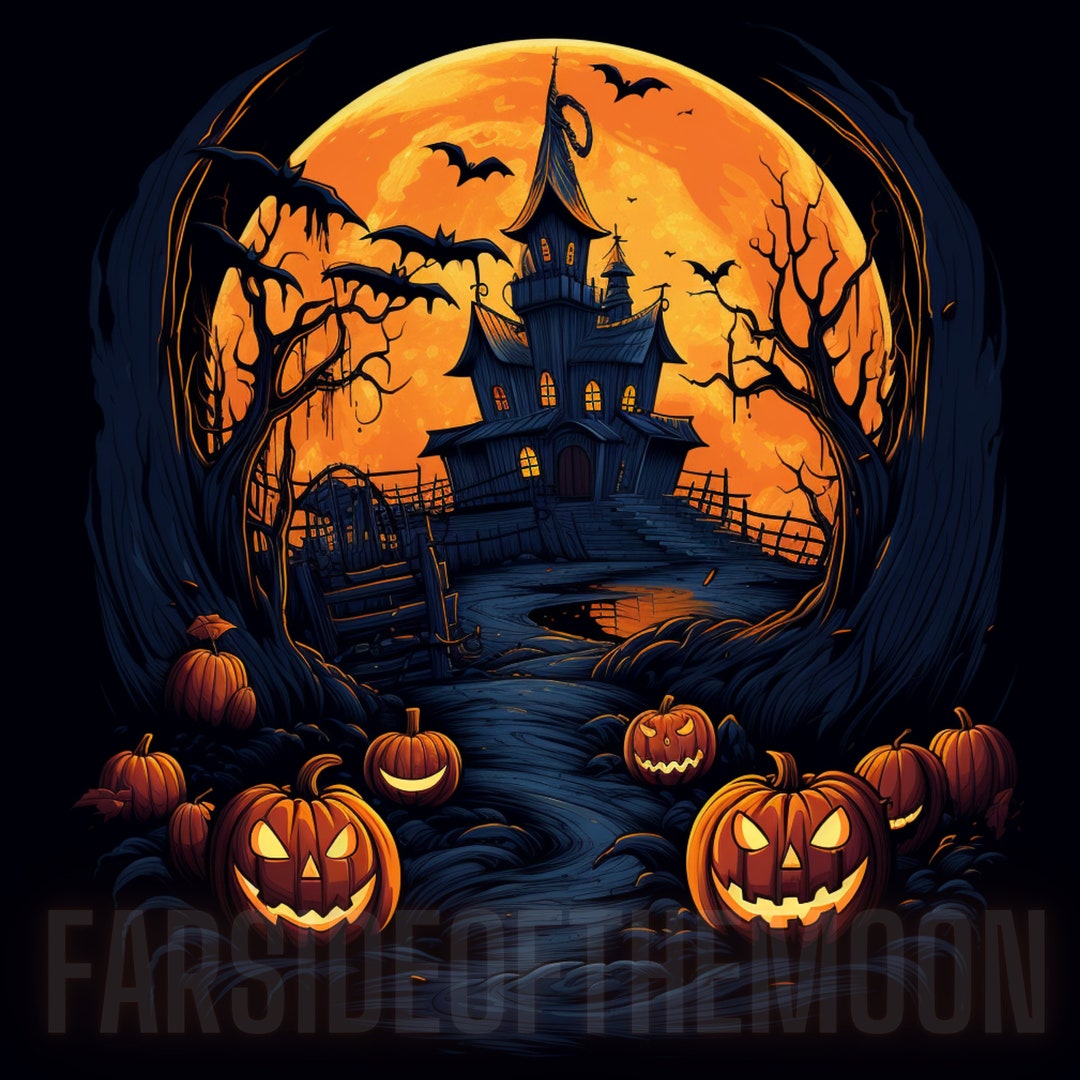 Halloween, Spooky, Digital Download, Custom, Haunted House, Vintage ...