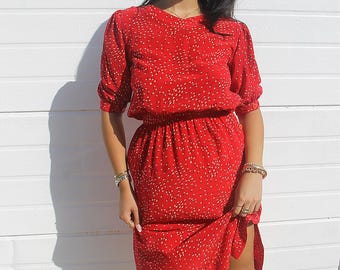 crimson casual dress Solid Crimson Red Midi Dress Women, Full Sleeves Evening Party, Round Neck  Party Dress, Plain Summer Beach Dress, Casual Dress With Pockets