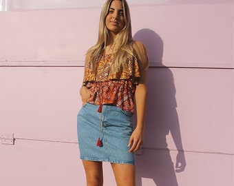 Paisley Sleeveless Top in Red