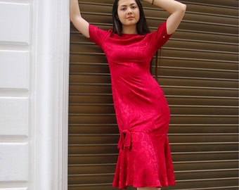 Red Silk Long Dress