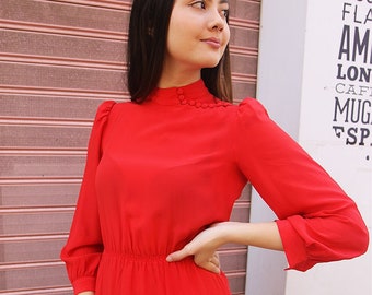 Long Sleeve Red Dress