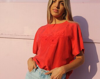 Red Silk Top