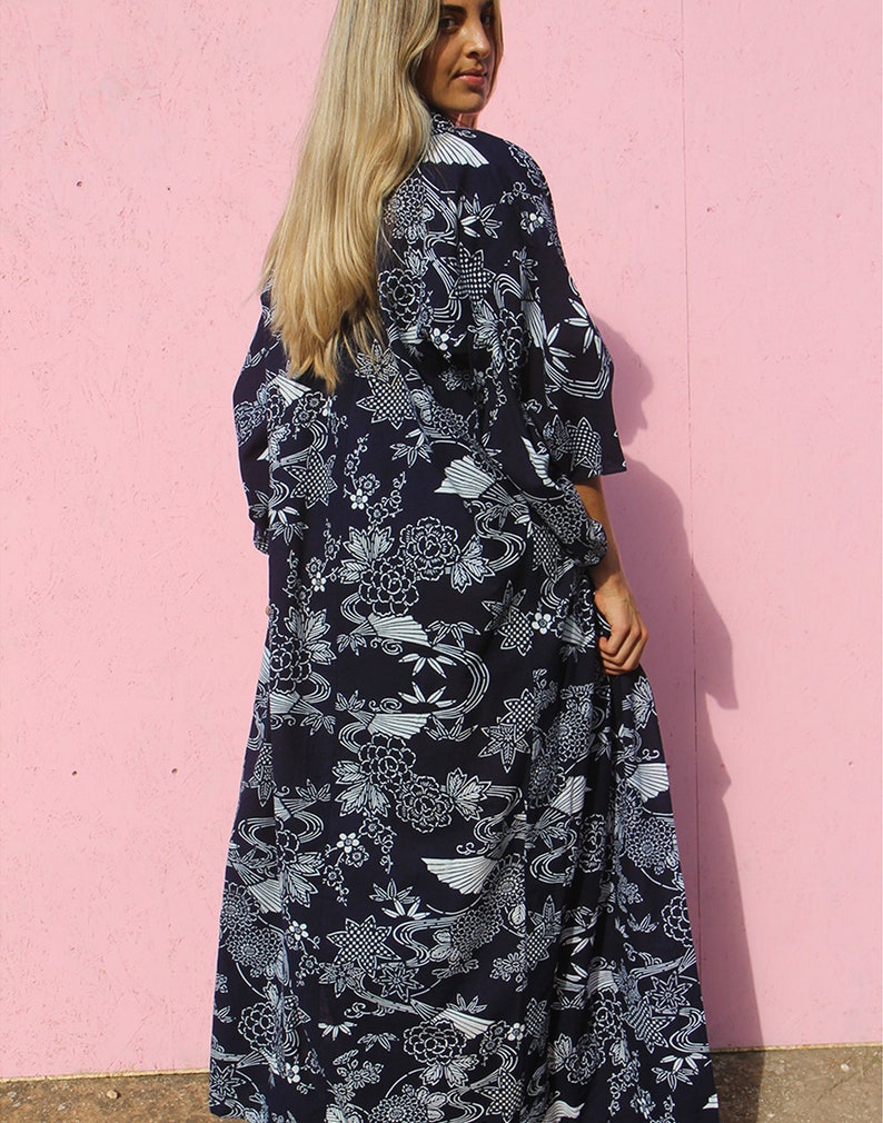 Long Kimono in Navy Blue image 6