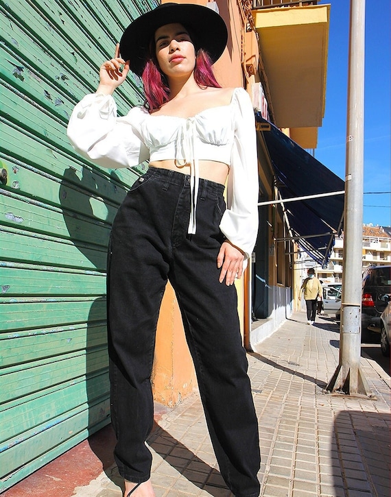 Vintage Lee Black High Waist 3076cm Mom 