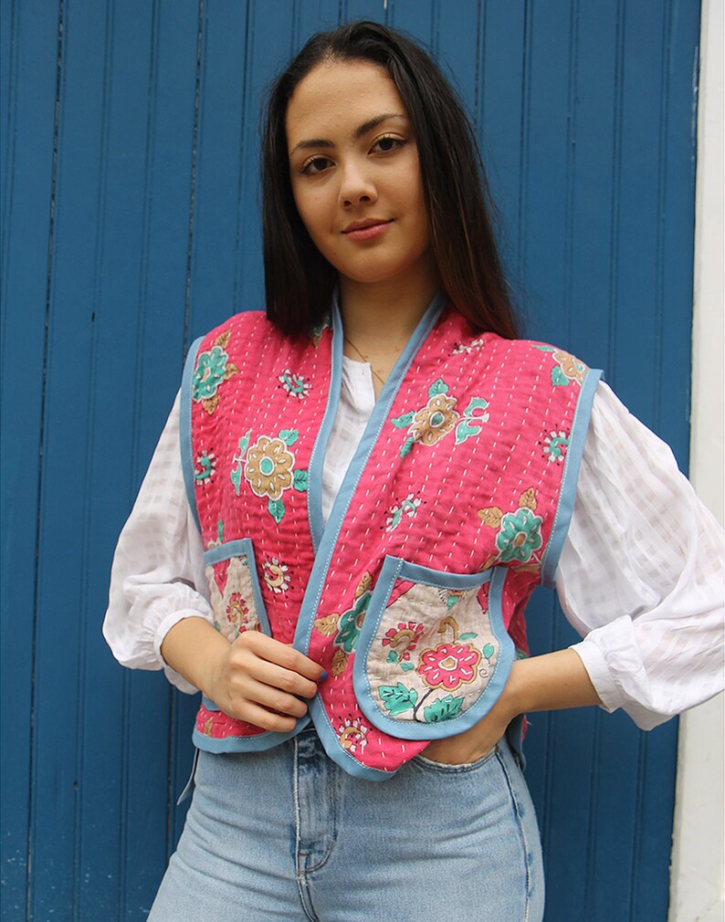 Square Quilted Parka Jacket - Pink