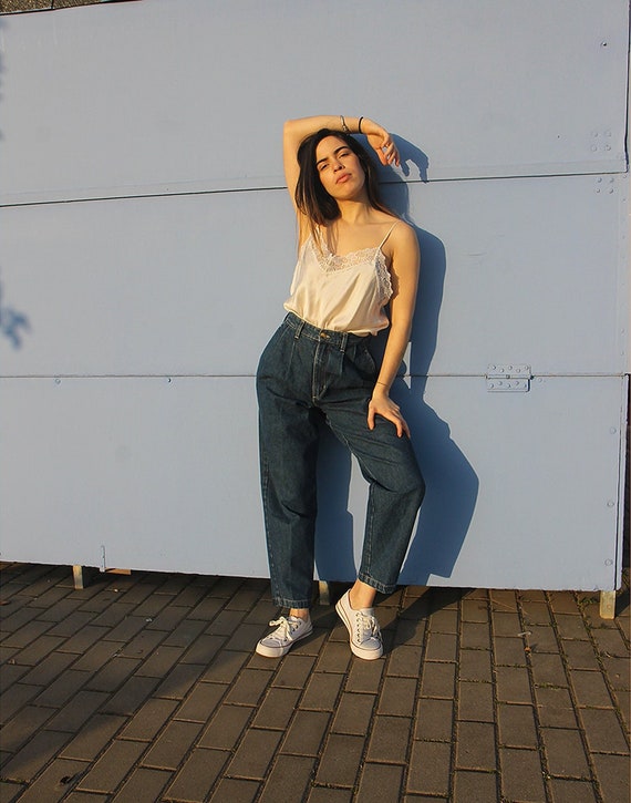 Waist Tapered Leg Mom Jeans - Etsy 