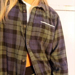 navy & green check flannel shirt