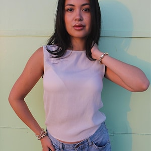 Cream Silk Sleeveless Blouse | Classic Tops for Women | Ruched Silk Top | Workwear Blouse | Blouses for Women | Sleeveless Silk Top