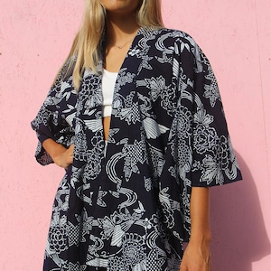 Long Kimono in Navy Blue image 2