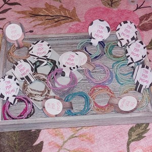 Set of Six Stacking 4mm Faceted Beaded Stretch Bracelets Elegant Fun Stack Gift for Her