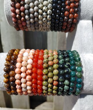 Bracciale In Vera Pietra Naturale Ametista - Perline Tonde 6mm - Portafortuna E Talismano - Regalo Per Compleanno, San Valentino, Natale