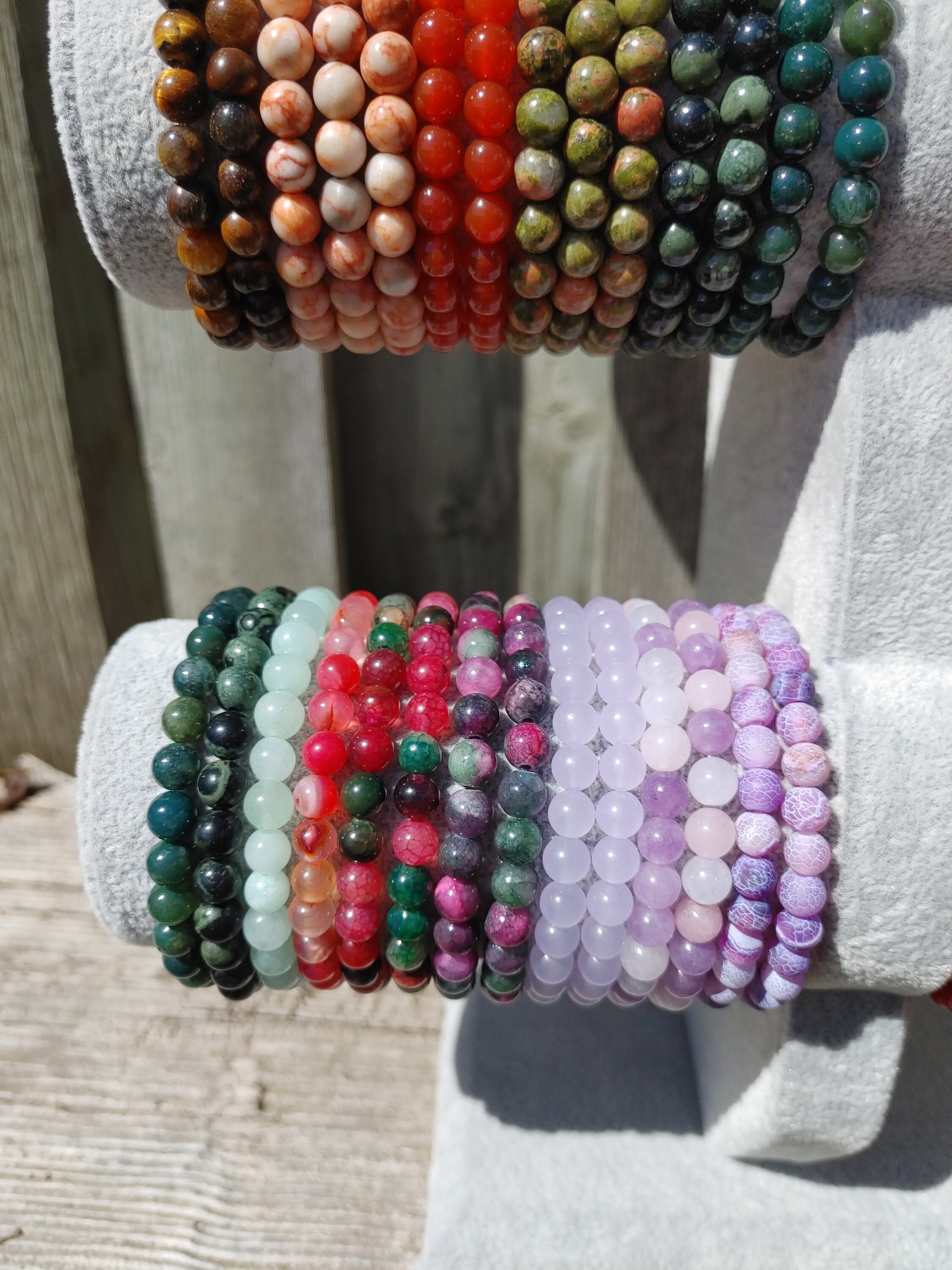 Bracciale In Vera Pietra Preziosa Con Perline Tonde 6mm - Ametista Super Sette - Portafortuna Talismano, Regalo Per Compleanno E San Valentino