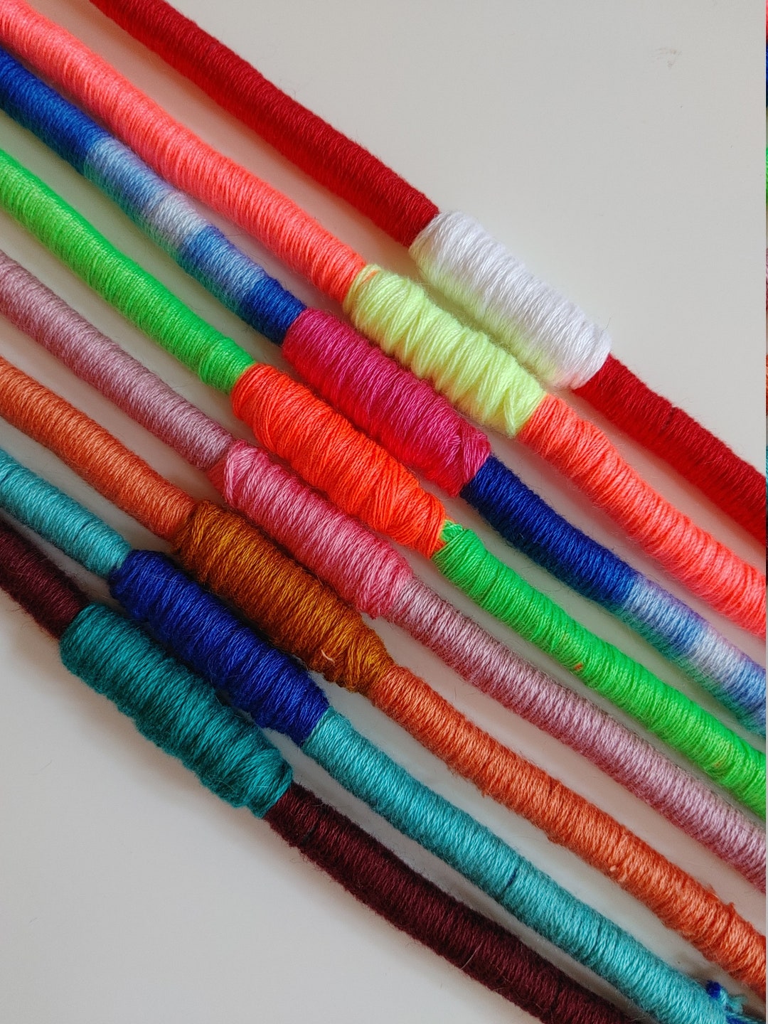 Chunky Accent Twocolour Custom Loop Bracelet Tie Bracelet Etsy