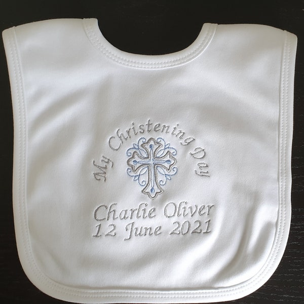 Personalised Christening Bib, Shawl, Baptism Day, Baby Bib Shawl, Personalised Shawl, Naming Day Gift, Embroidered Baby Bib Christening Gift