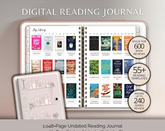 Reading Journal, Digital Planner for iPad & Android, Gift for Book Lover, Reading Log, Record Reviews, Track Goals, Use with GoodNotes, Etc.