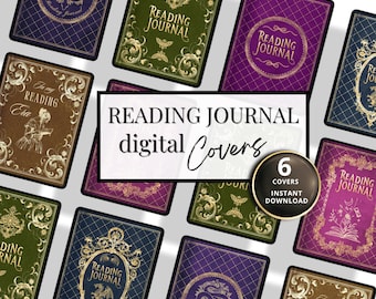 Digital Planner Covers READING JOURNAL Covers Customize your Planners Notebooks and Journals Vintage Fantasy Aesthetically Pleasing Covers