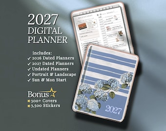 Digital Planner 2027 Weekly Customizable Life Daily Planner for iPad and Android