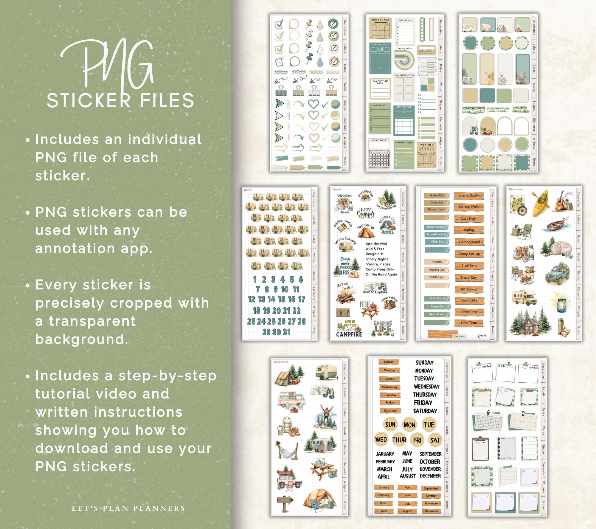 Camping Digital Stickers Goodnotes Sticker Book Digital Planner Outdoor ...