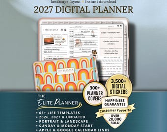 Digital Planner 2027 Landscape Planner Goodnotes iPad Template