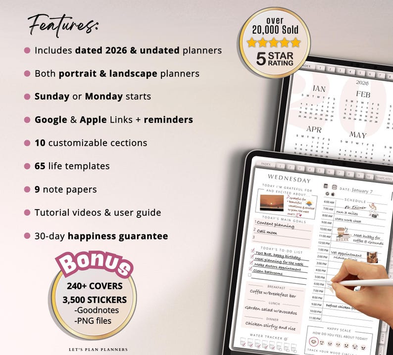 2026 Digital Planner Portrait Goodnotes iPad Template - Etsy España