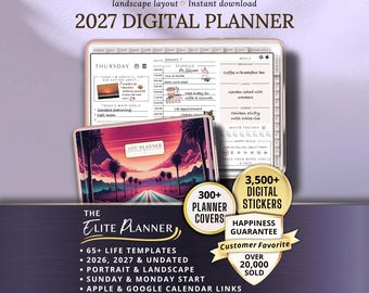 Landscape 2027 Digital Planner Weekly Daily iPad Goodnotes Template