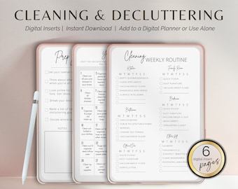 CLEANING & DECLUTTERING Plan Monthly / Weekly Cleaning Routines 30day Decluttering challenge TenMinute tidy Digitals Planner Goodnotes