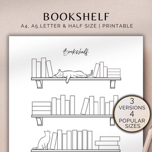 Plantilla imprimible de estantería Registro de lectura de libros Planificador Libros para leer Diario Libros que he leído A4/A5/Media página/Carta Descarga instantánea