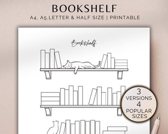 Printable Book Tracker Template: Reading Log, Bookshelf Design (Instant Download A4/A5/Half/Letter)
