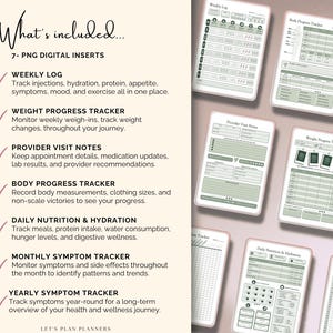 GLP-1 Weight Loss Planner Tracker Injection Log Symptom Tracker Semaglutide Tirzepatide Journal Ozempic Habit Tracker GoodNotes image 3