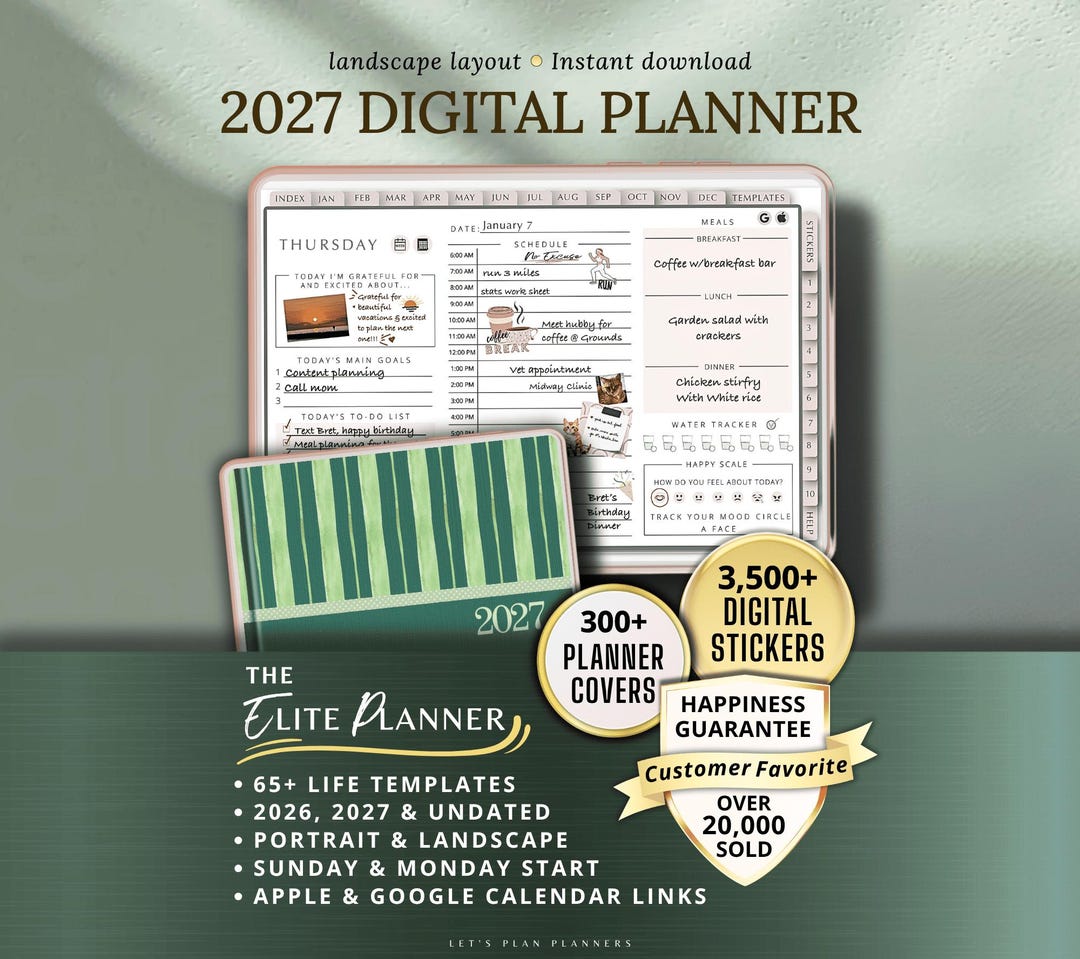 Digital Planner 2027, Weekly Daily Planner for iPad Goodnotes, Noteful ...