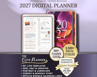 All-in-One Digital Planner 2026, 2027, Digital Planner, Digital Journal, Digital GoodNotes Template, Weekly, Daily Planner, Notability