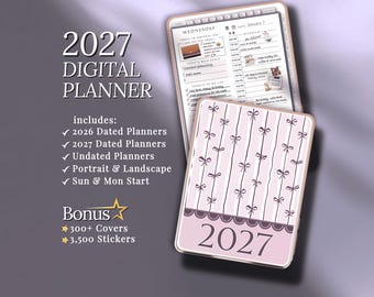 2027 Digital Planner Goodnotes iPad Template Notability Tablet Digital Journal