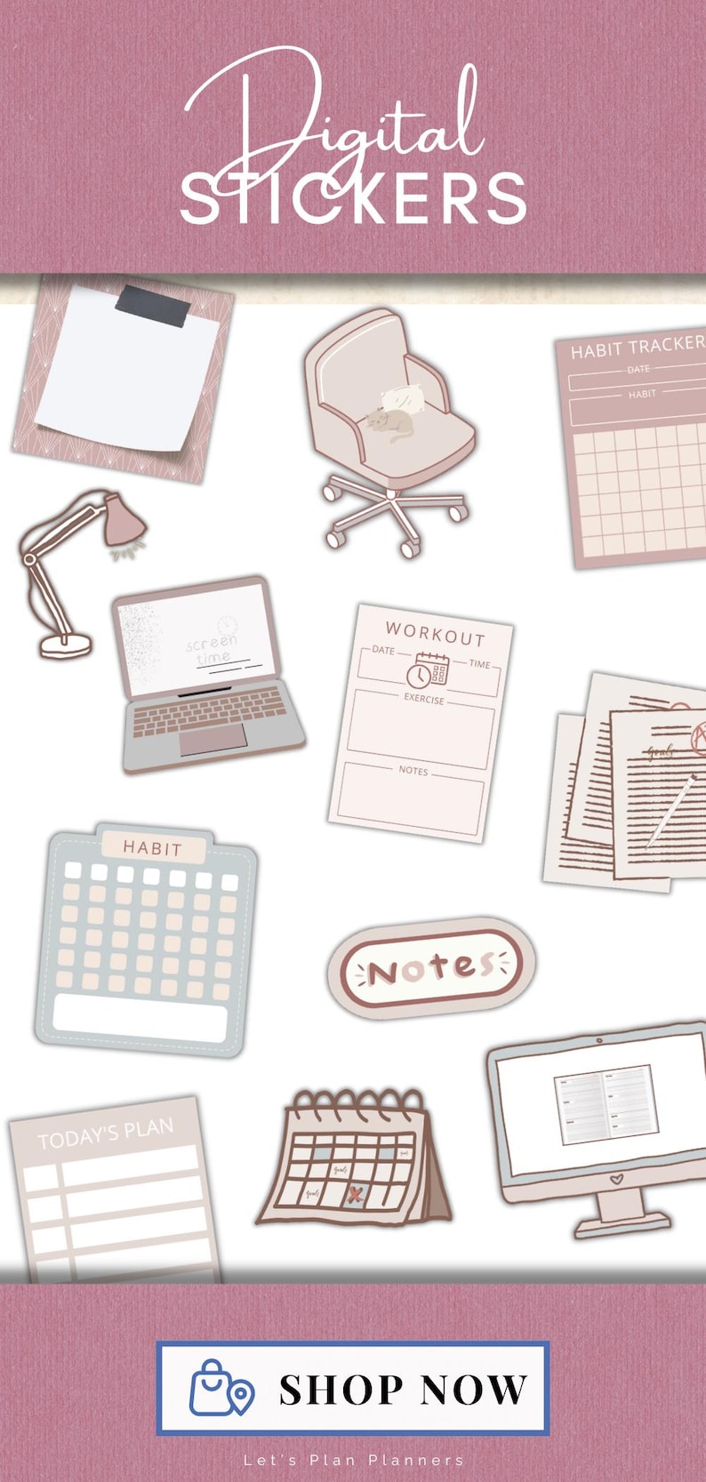 Digital Stickers Everyday Planner Stickers Digital Planner Individual PreCropped PNG Stickers and GoodNote Sticker Book Digital Stickers image 11