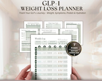 GLP-1 Weight Loss Printable Planner, Track Injections, Protein and Symptoms, Weight Loss Journal for Semaglutide, Tirzepatide, and Ozempic