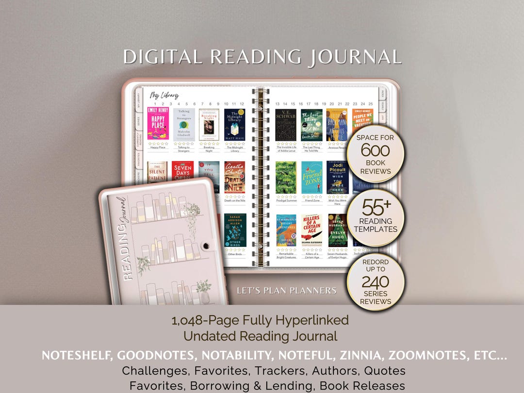 Reading Journal Digital Planner for iPad & Android Gift for Book Lover ...