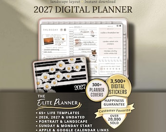 2027 Digital Planner Goodnotes iPad Template Weekly Notability Landscape Planner