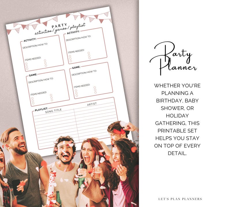 Party Planner Printable: Event Planning Template, Guest List (PDF) - Etsy