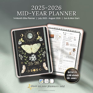 2025-2026 Mid-Year Digital Planner: GoodNotes, Notability, iPad (Digital Stickers)
