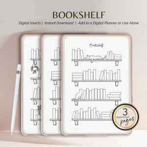 Scaffale Planner digitale Book Tracker Registro di lettura Planner Libri da leggere Diario Libri che ho letto GoodNotes Modello per iPad Download immediato