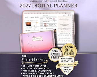Digital Planner 2027 Landscape Goodnotes iPad Daily Weekly Journal