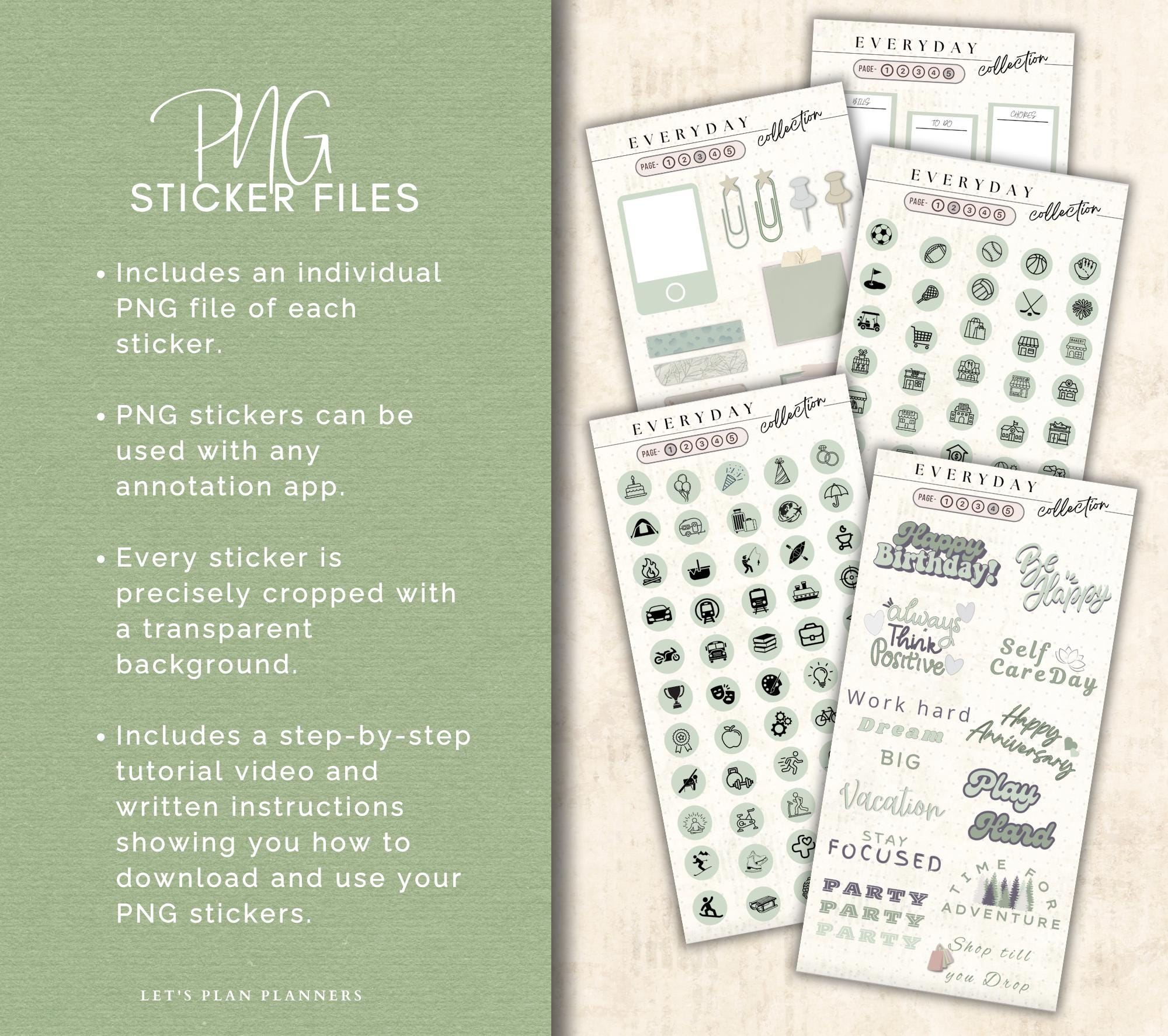 Digital Stickers Everyday Planner Stickers for iPad & Tablets ...