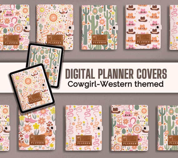 Cowgirl Digital Planner Covers: Western Themed iPad Journal (PDF)