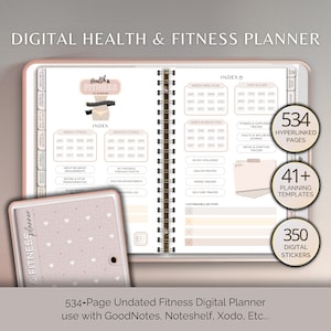 Digital Health & Fitness Planner Digital Planner Workout Fitness Journal Meal Planner Weight Loss Tracker GoodNotes Better Health Template