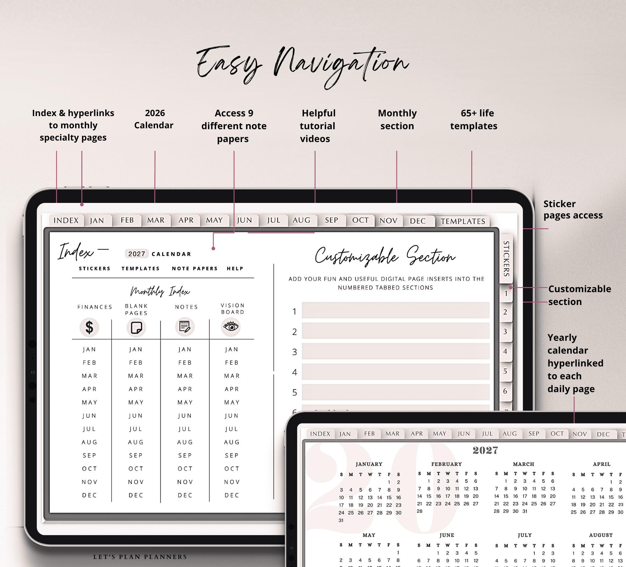 2027 Digital Planner Goodnotes iPad Template Weekly Notability ...