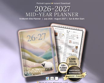 2026-2027 Mid-Year Digital Planner GoodNotes iPad Notability School Year Teacher Template Digital Stickers & Covers Included