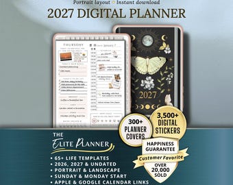 2027 Digital Planner Goodnotes Template iPad Android Notability Planner