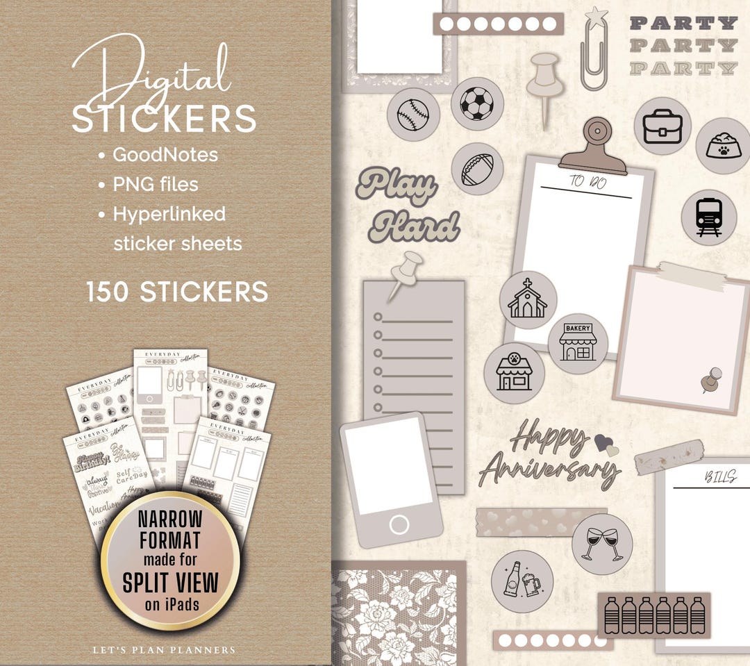 Digital Stickers Beige Goodnotes Sticker Sheets and Individual PNG ...