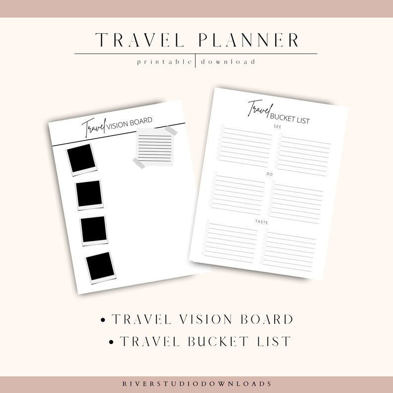 TRAVEL PLANNER Packing List Vision Board Bucket Lists Etsy