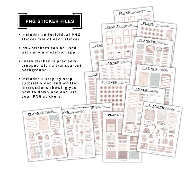 Digital Stickers Everyday Planner Stickers Digital Planner Individual PreCropped PNG Stickers and GoodNote Sticker Book Digital Stickers image 7