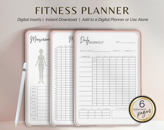 Fitness Planner  Digital Fitness Planner  Digital Journal Inserts for iPad and Tablet Users Goodnotes Template Noteshelf Notability Etc.